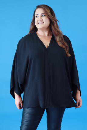 Stella Kimono Sleeve Blouse in Black