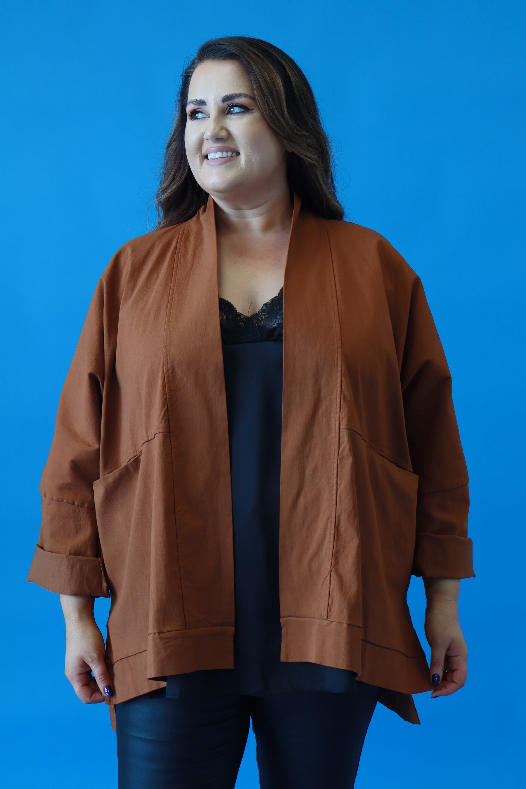 Georgia Waterfall Jacket in Rust