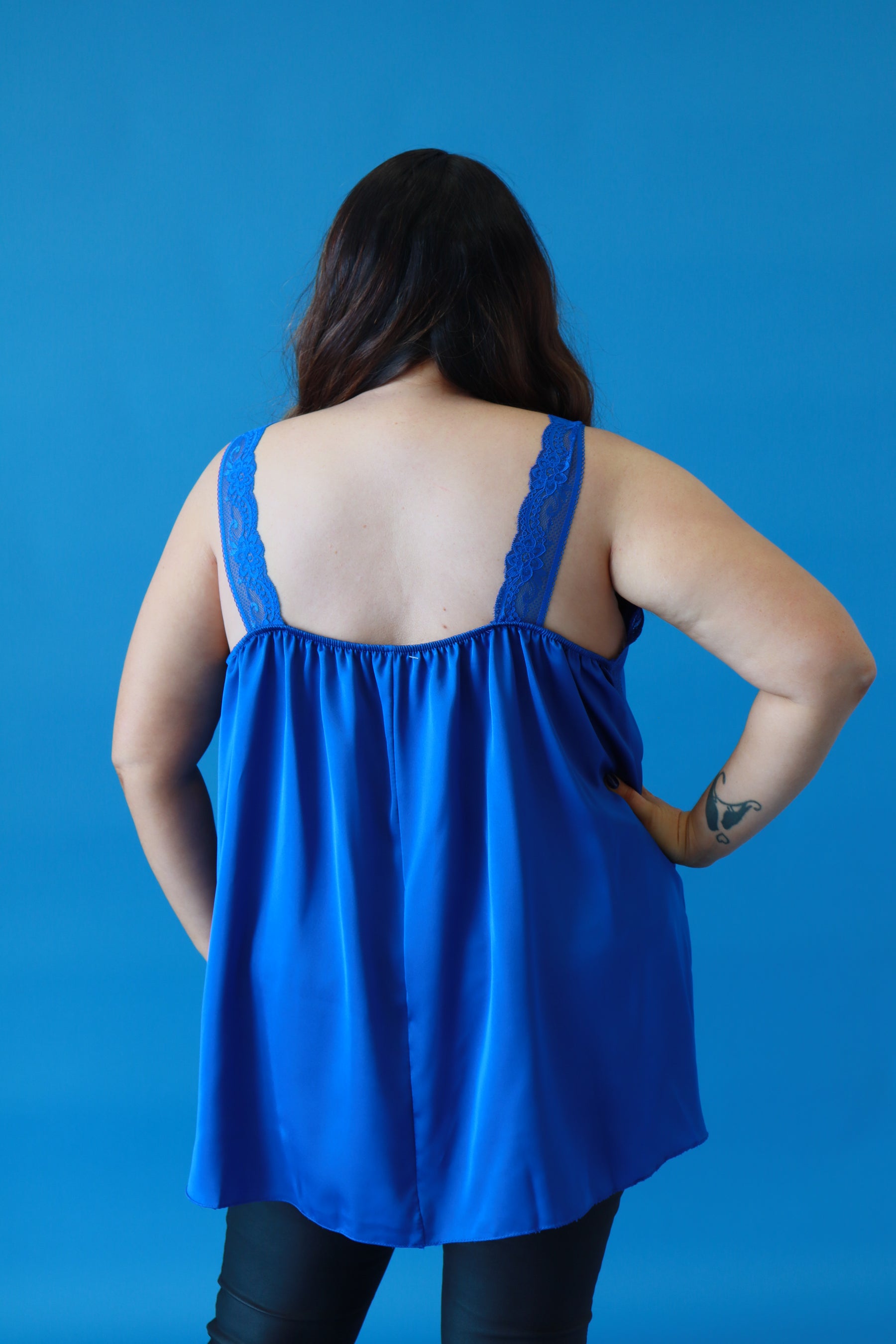 Jade Lace Trim Vest in Royal Blue