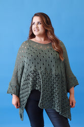 Aubrey Oversized Crochet Jumper in Green