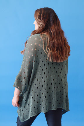 Aubrey Oversized Crochet Jumper in Green