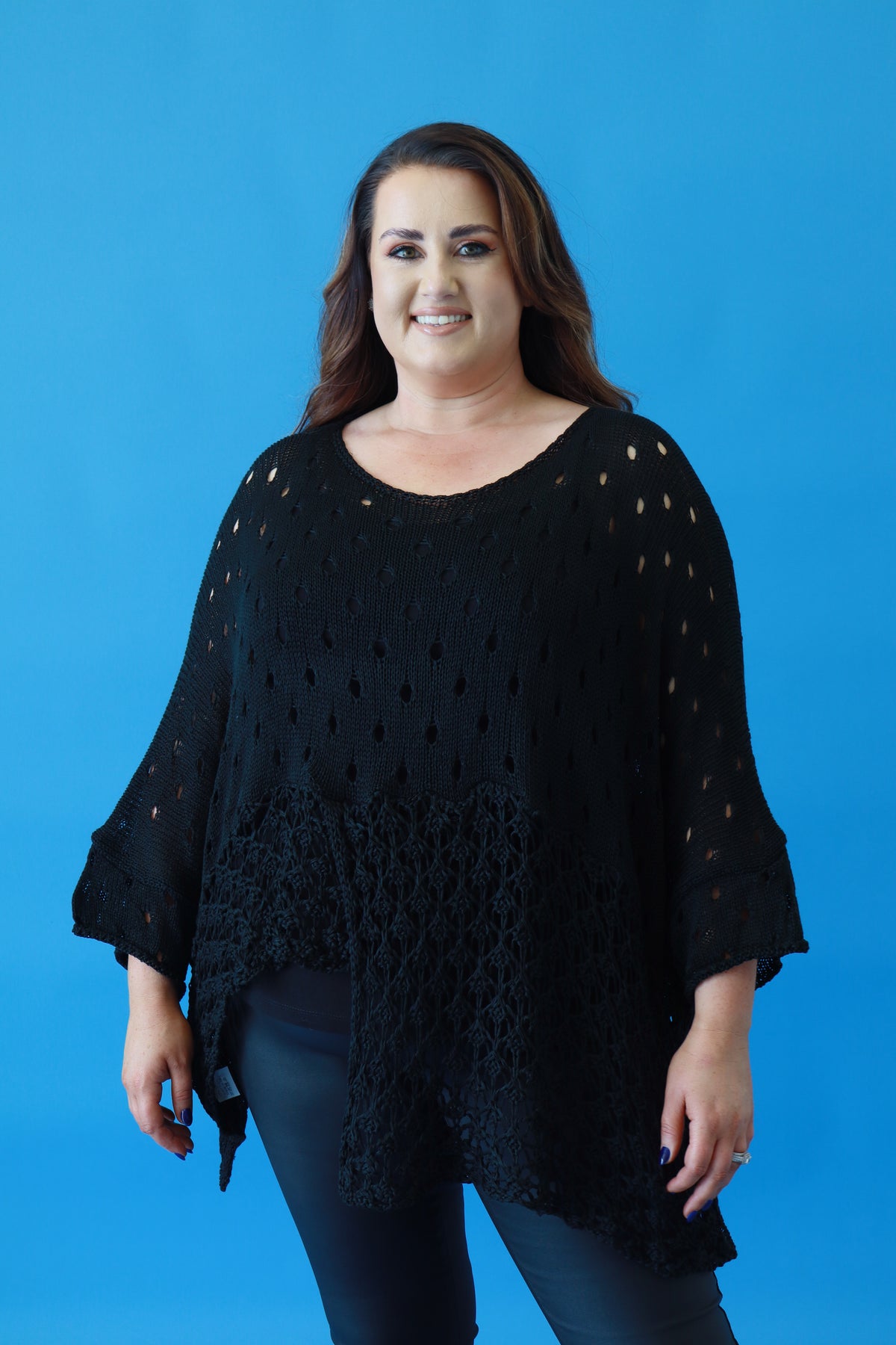 Aubrey Oversized Crochet Jumper in Black