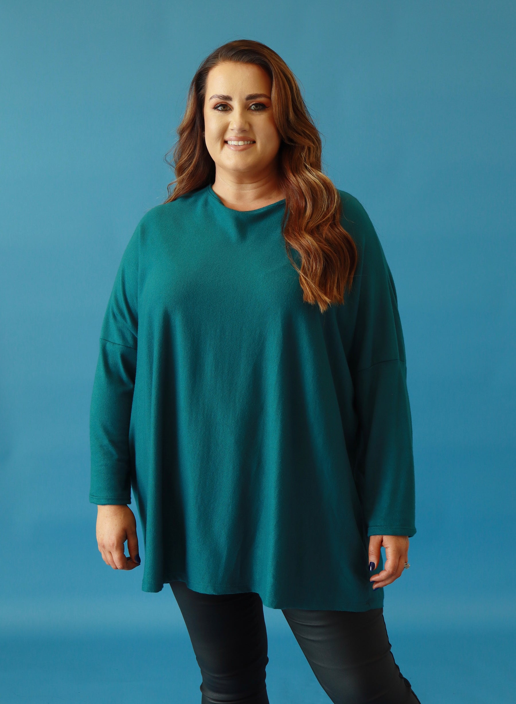 Sarah Fine Knit Jumper in Teal