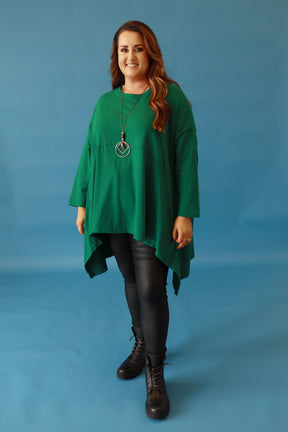 Olivia Dipped Side Top in Green