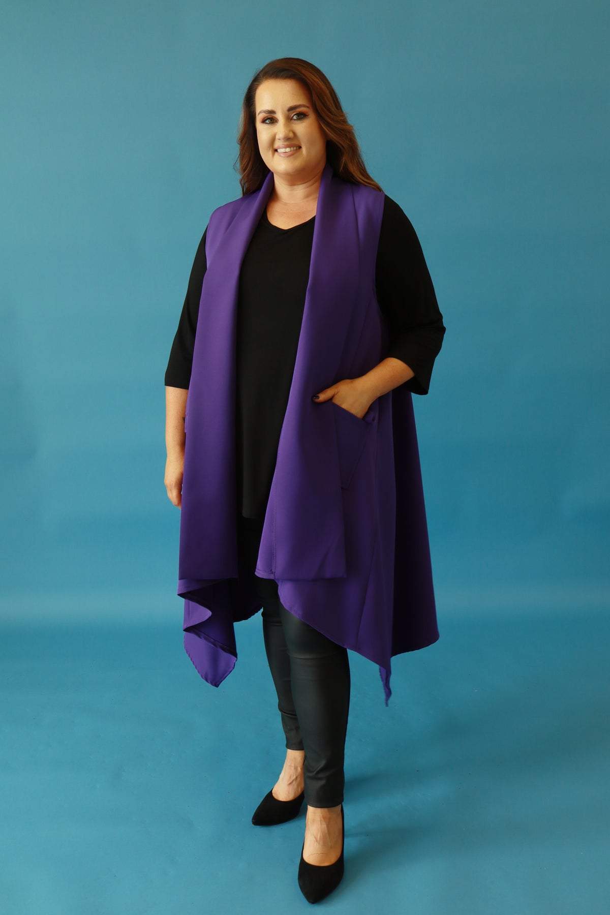 Faye Longline Purple Waistcoat