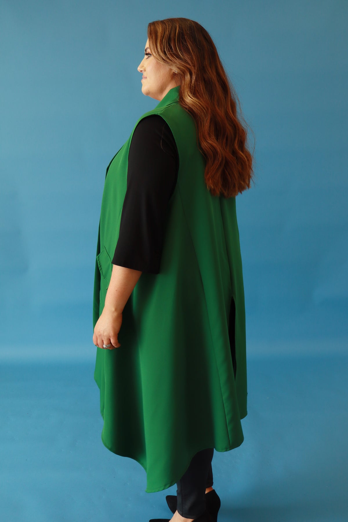 Faye Longline Green Waistcoat