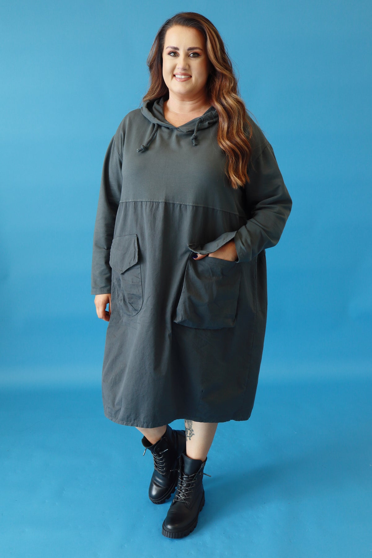 Philomena Cotton Dress in Grey