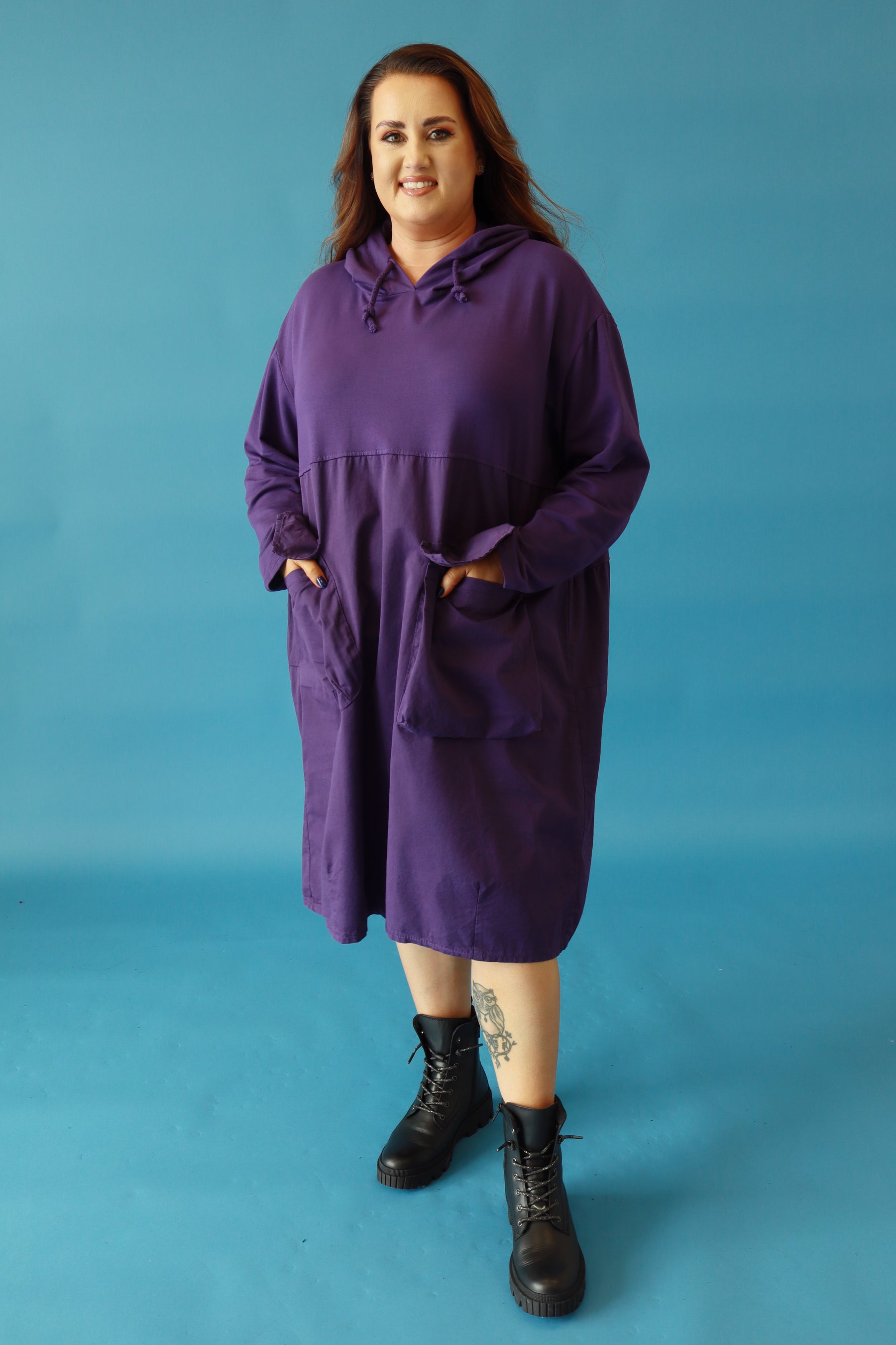 Philomena Cotton Dress in Purple