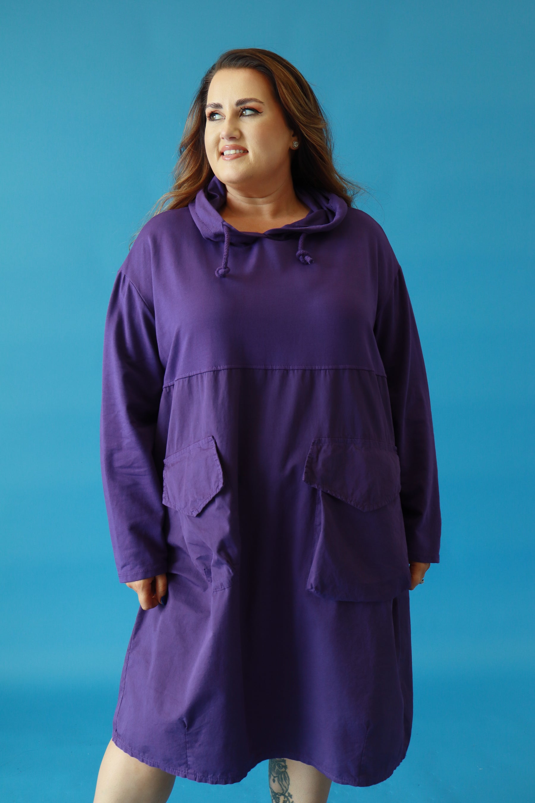 Philomena Cotton Dress in Purple