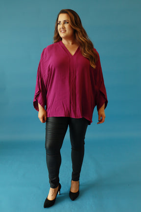 Stella Kimono Sleeve Blouse in Magenta