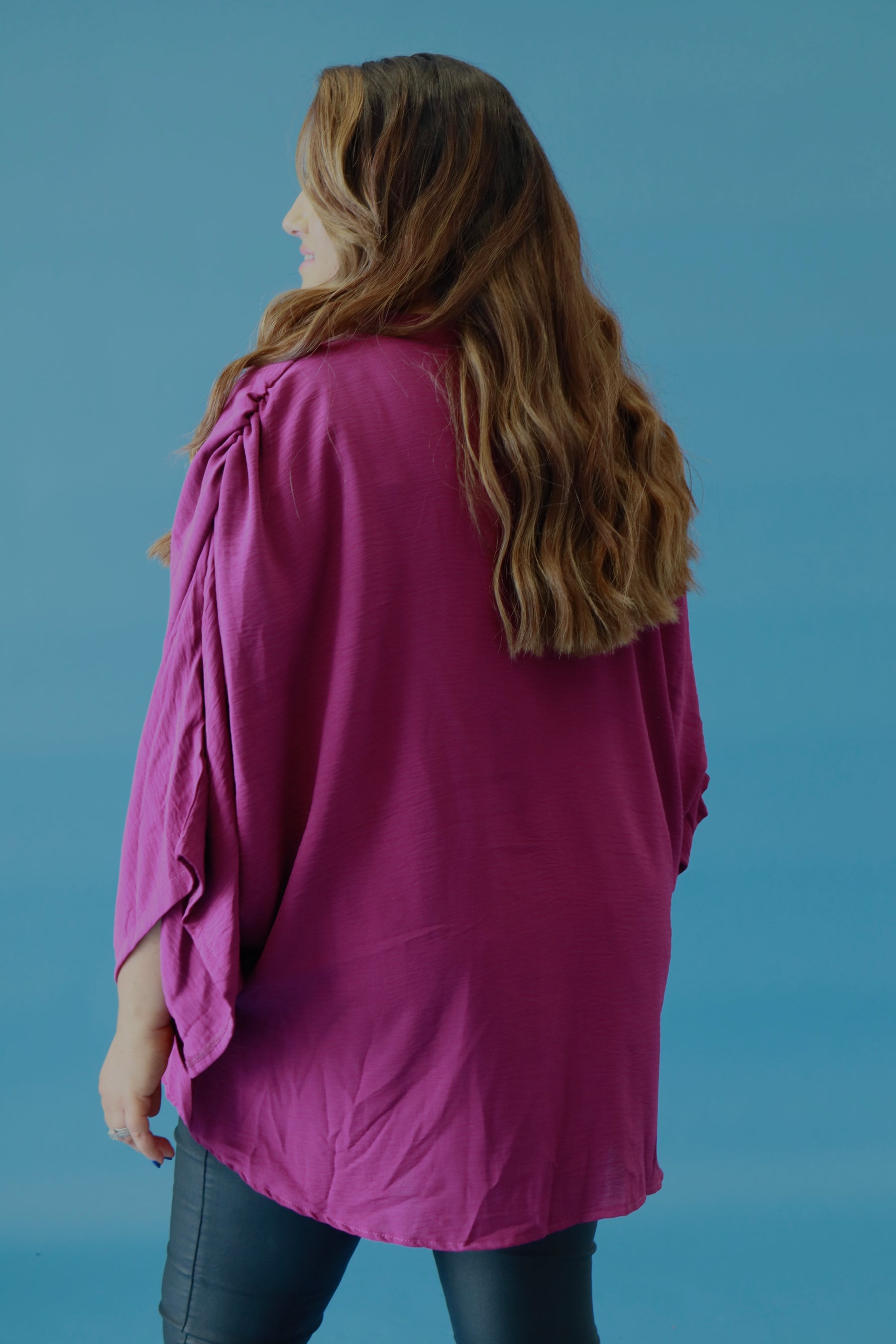 Stella Kimono Sleeve Blouse in Magenta