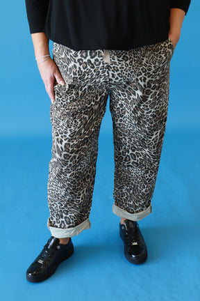 Brooke Leopard Print Jogger in Beige