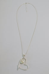 Pearl Heart Necklace in Silver
