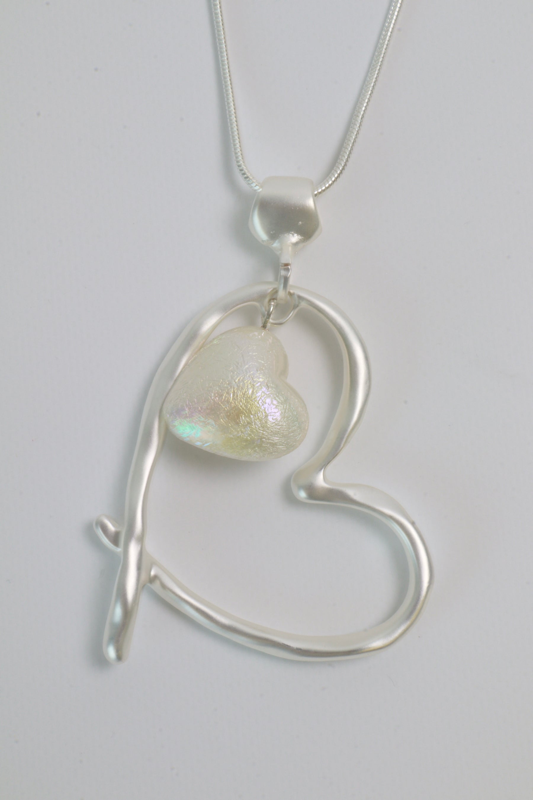 Pearl Heart Necklace in Silver