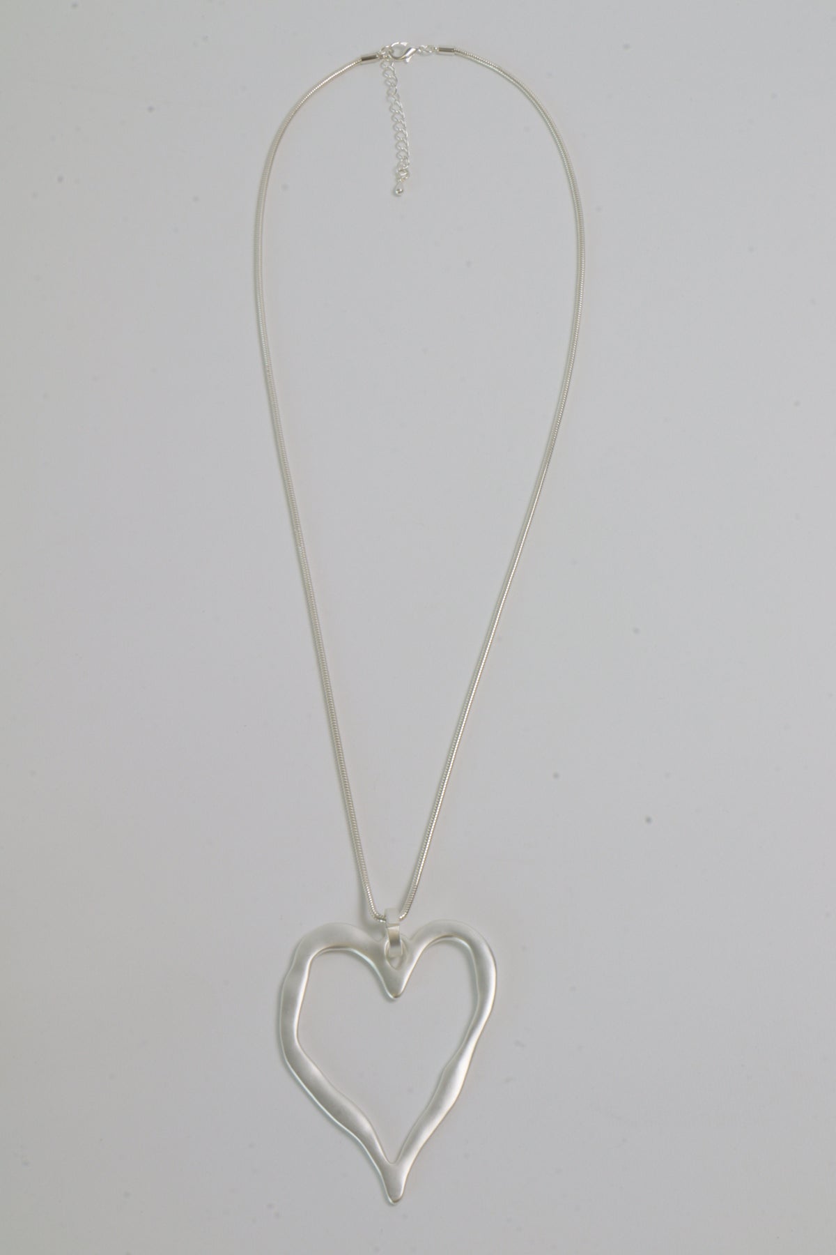 Lyla Heart Necklace in Matte Silver