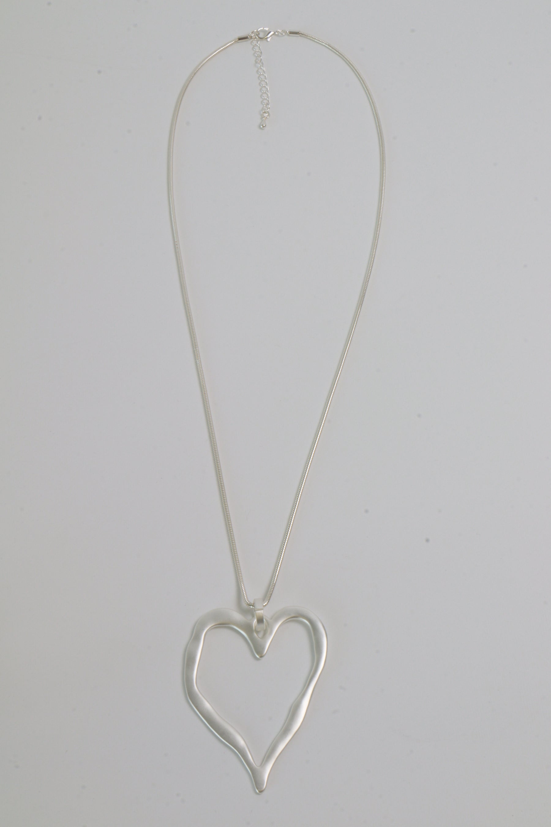 Lyla Heart Necklace in Matte Silver