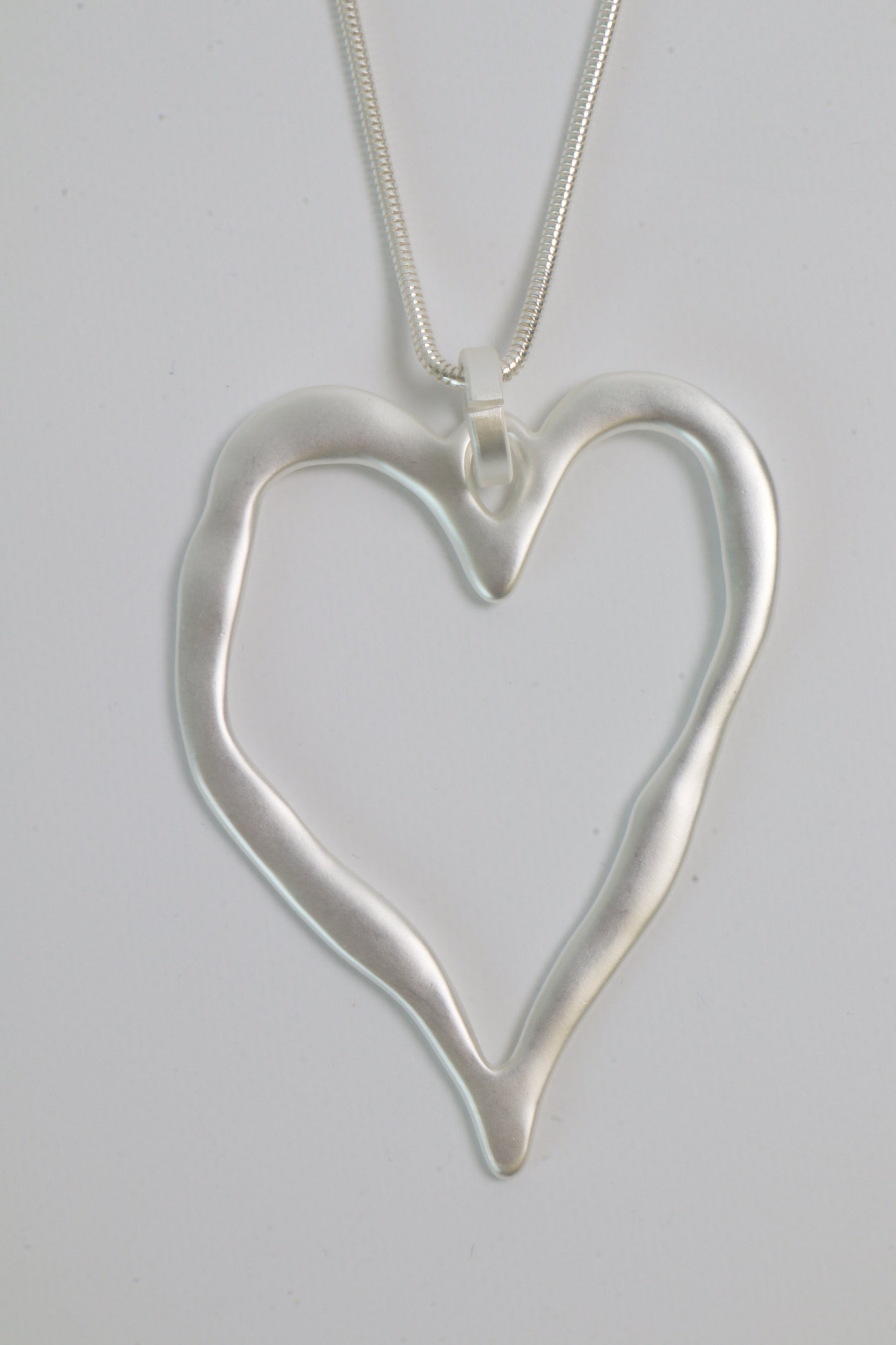 Lyla Heart Necklace in Matte Silver