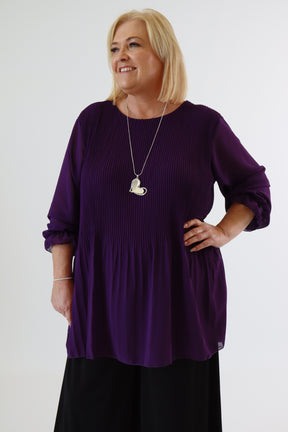 Maizie Pleated Blouse in Purple