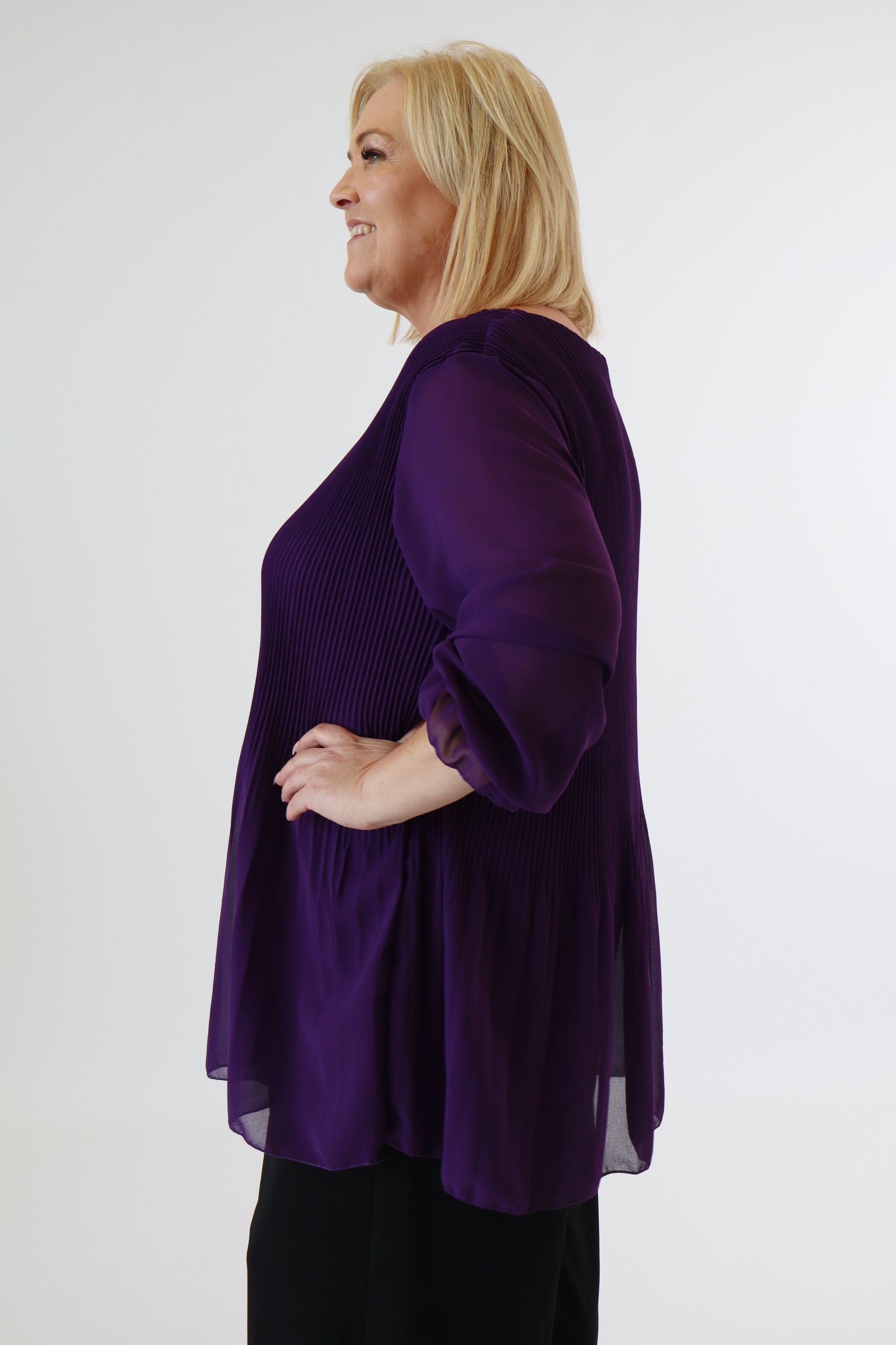 Maizie Pleated Blouse in Purple