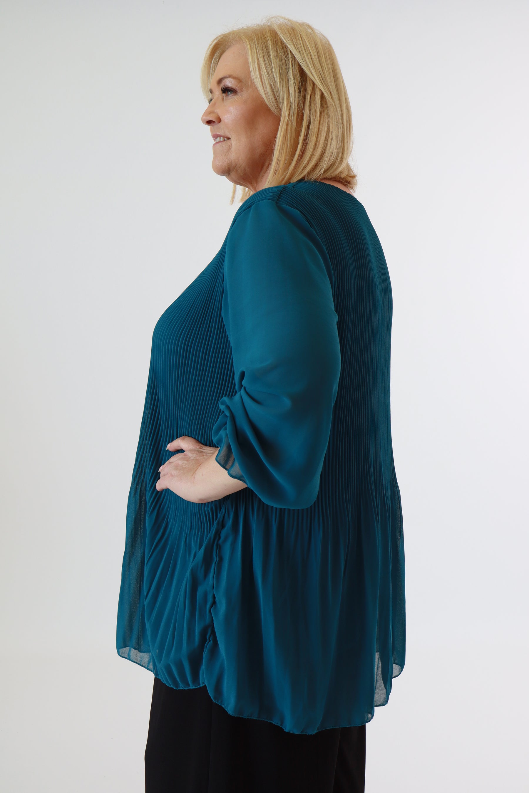 Maizie Pleated Blouse in Teal