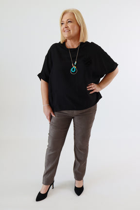 Vita Cowl Neck Blouse in Black