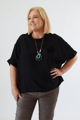 Vita Cowl Neck Blouse in Black