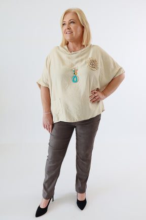 Vita Cowl Neck Blouse in Beige