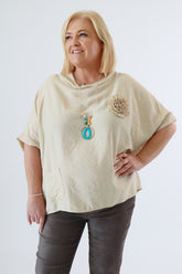 Vita Cowl Neck Blouse in Beige