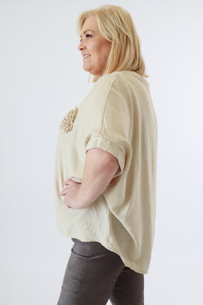 Vita Cowl Neck Blouse in Beige