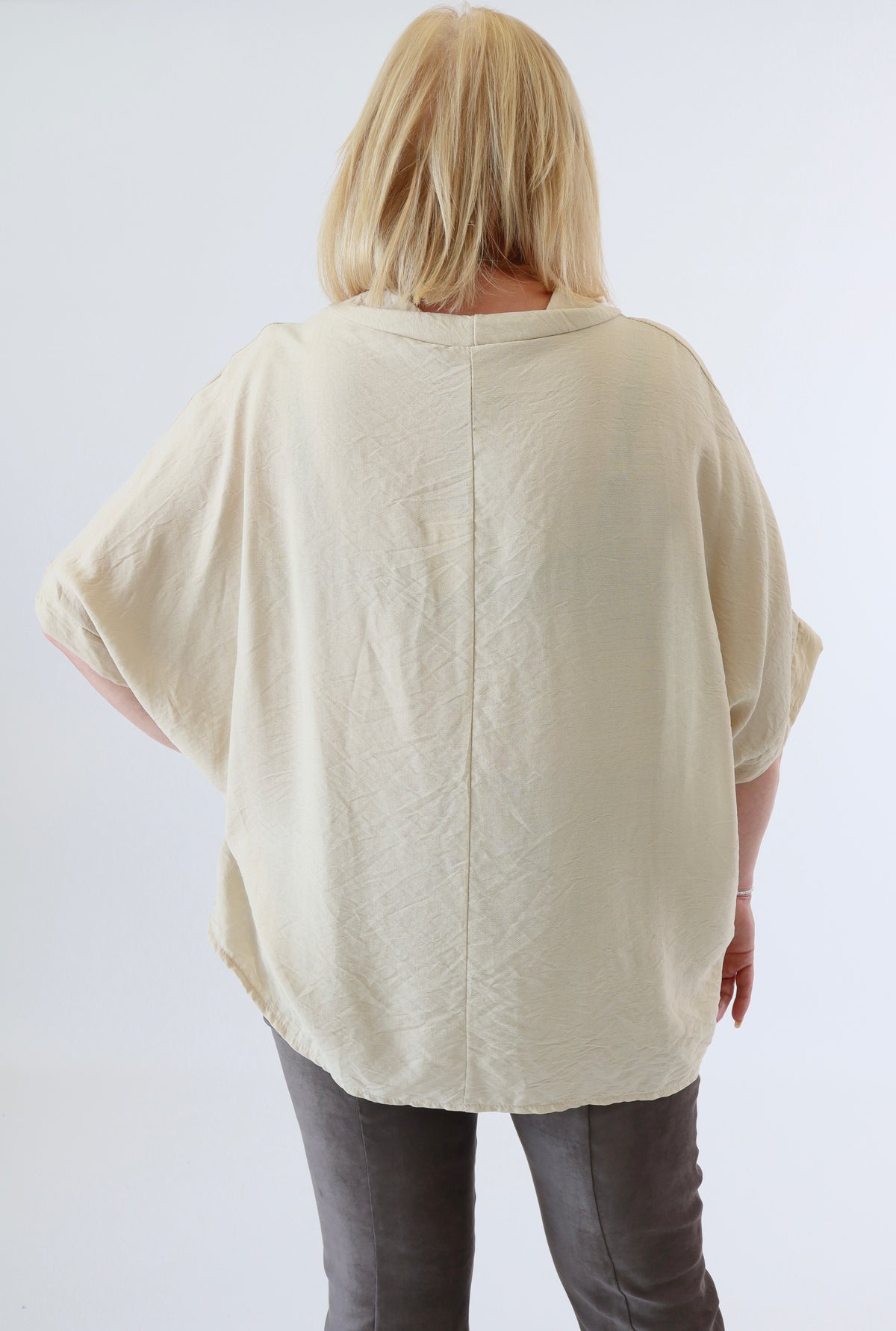 Vita Cowl Neck Blouse in Beige