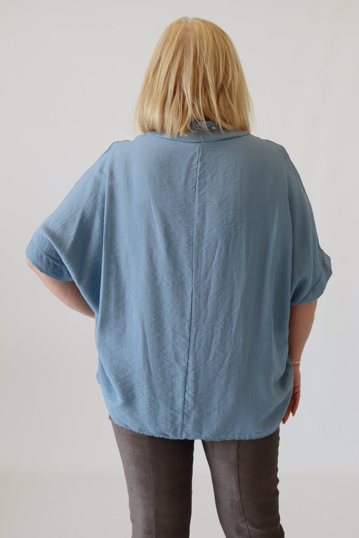 Vita Cowl Neck Blouse in Blue