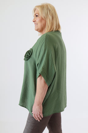 Vita Cowl Neck Blouse in Khaki