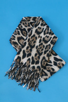 Niamh Leopard Print Scarf in Brown