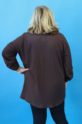 Amelia Textured Blouse in Brown