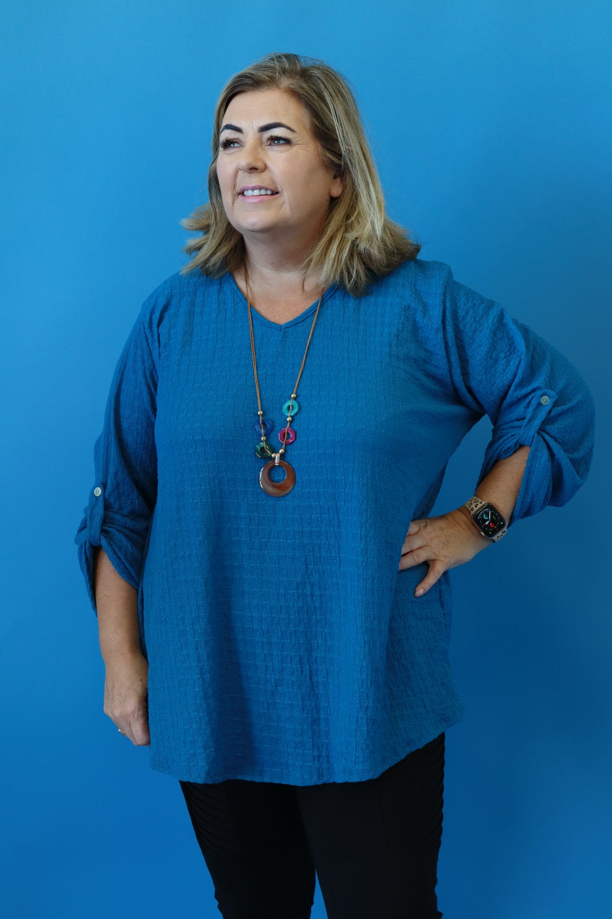 Amelia Textured Blouse in Teal