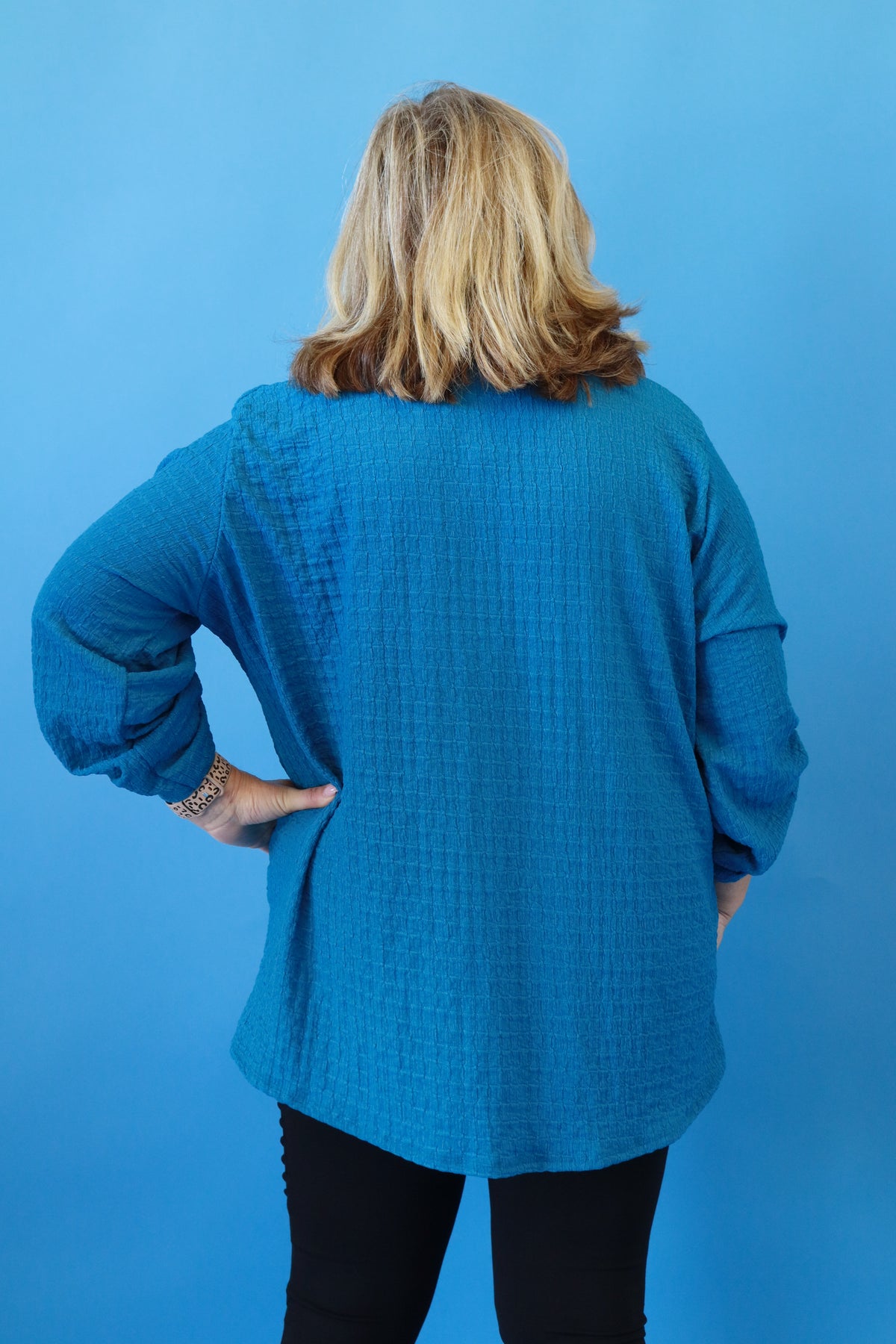 Amelia Textured Blouse in Teal