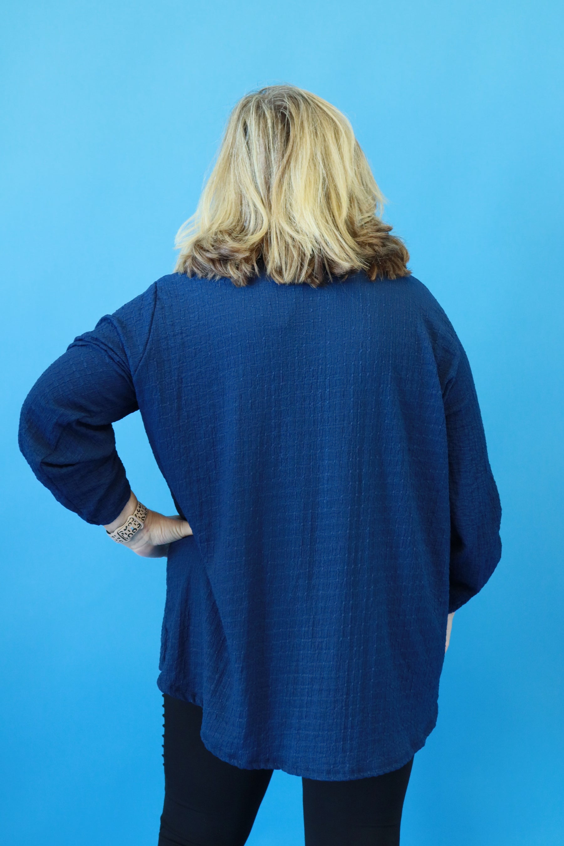 Amelia Textured Blouse in Navy