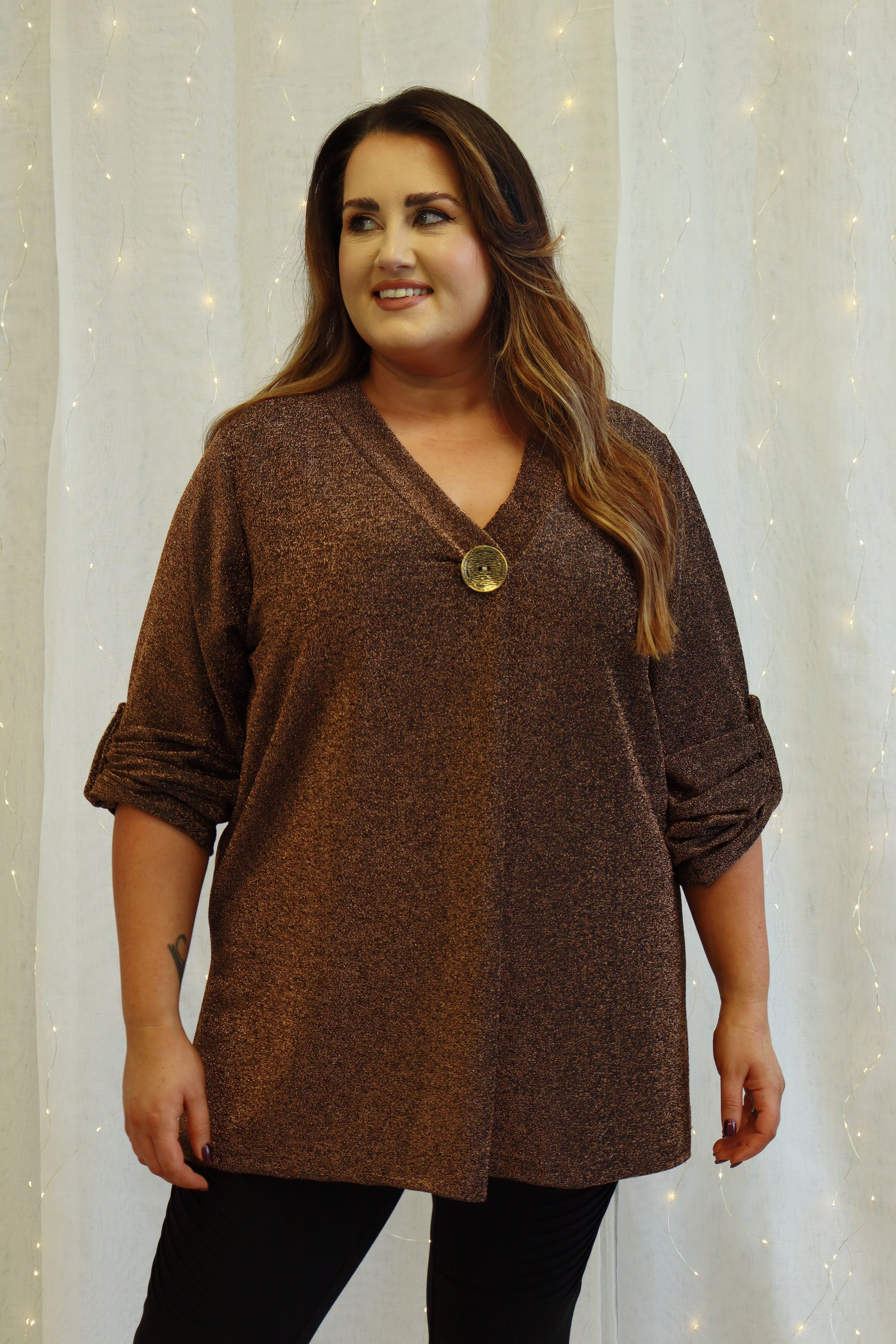 Arabella Glitter Top in Gold