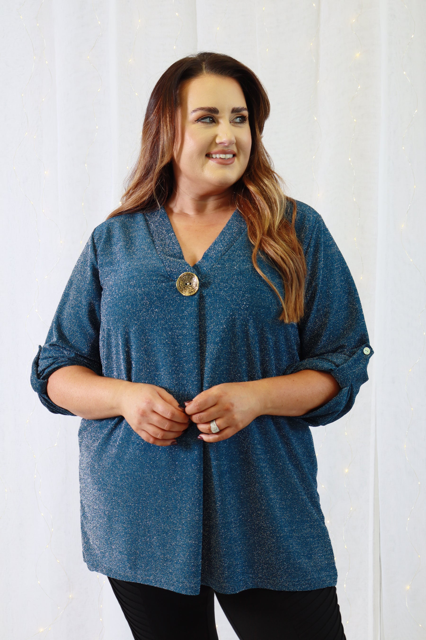 Arabella Glitter Top in Teal