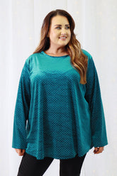 Abigail Velvet Studded Top in Teal