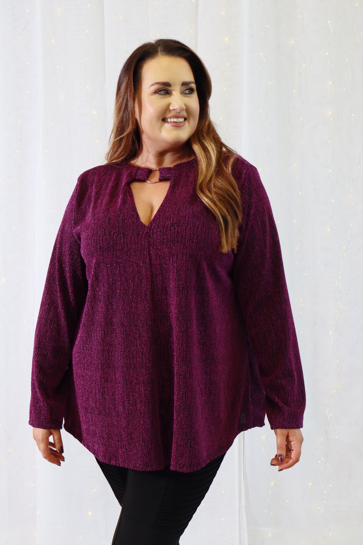 Eve Sparkling Blouse in Magenta