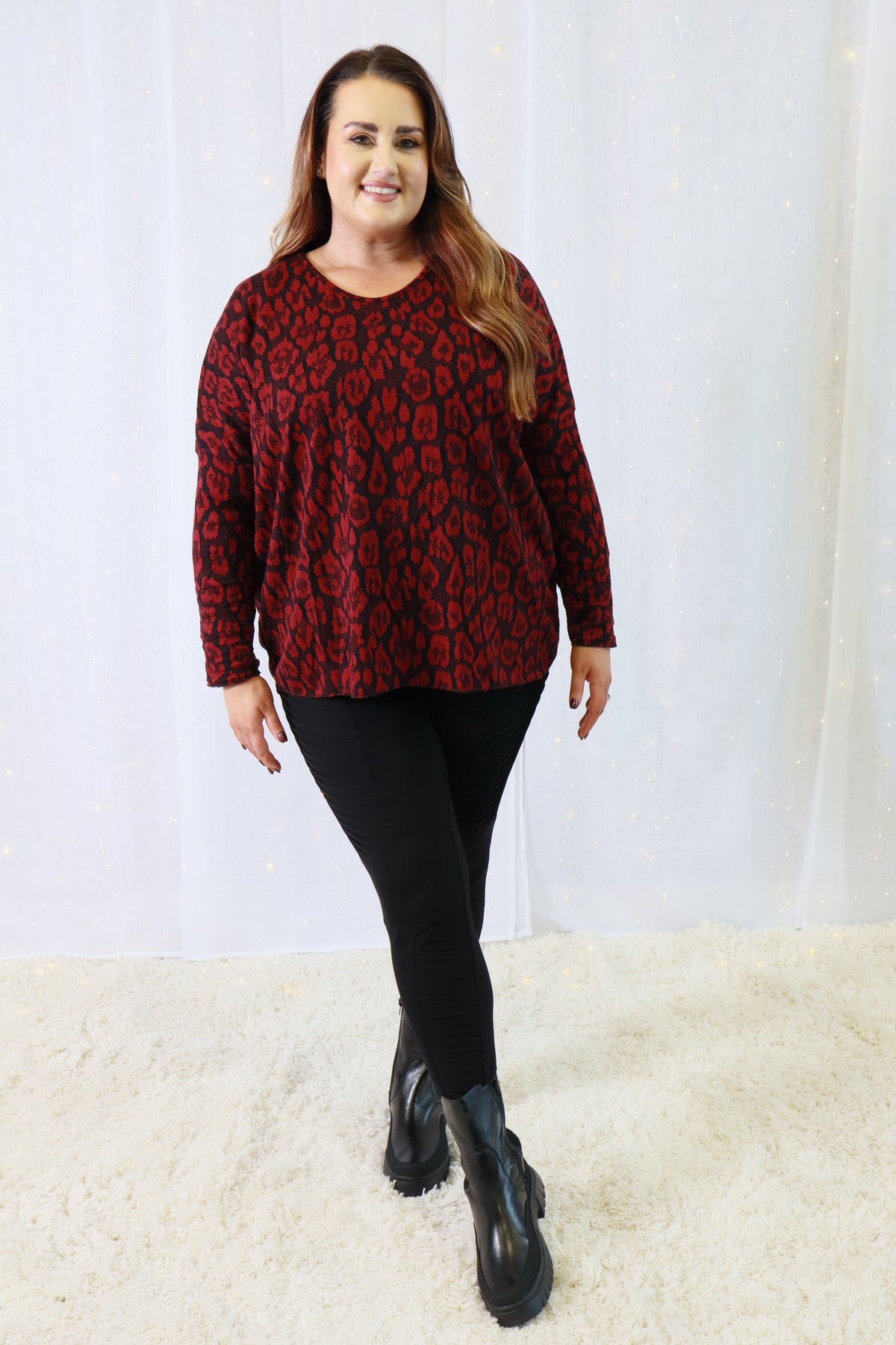 Tanya Leopard Print Top in Wine