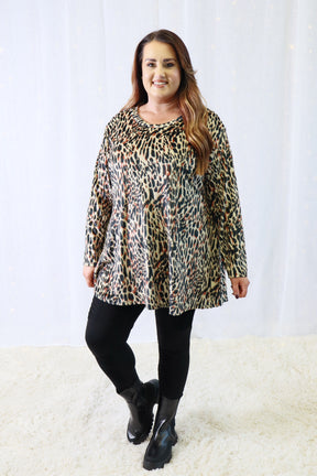 Claudia Blouse in Black and Cream Leopard