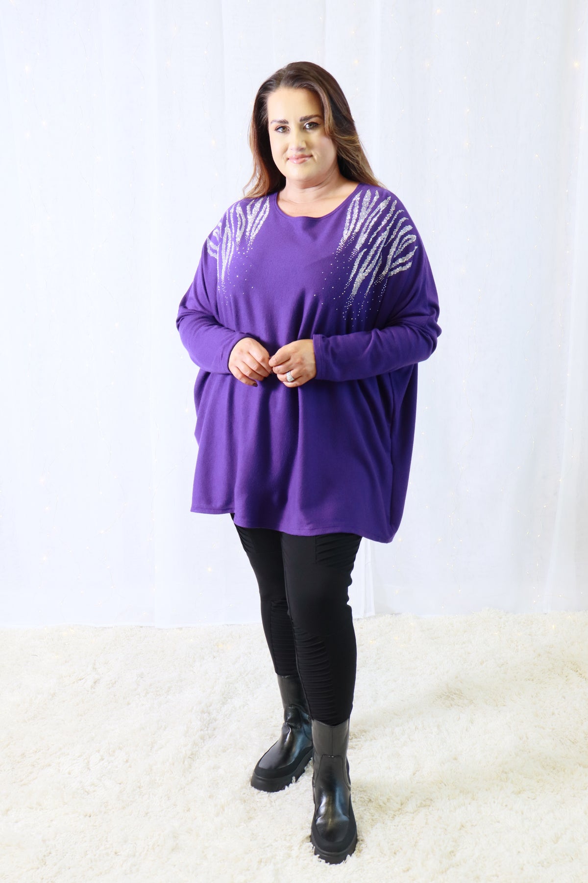 Teagan Sparkle Knit Jumper in Purple