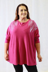 Teagan Sparkle Knit Jumper in Magenta