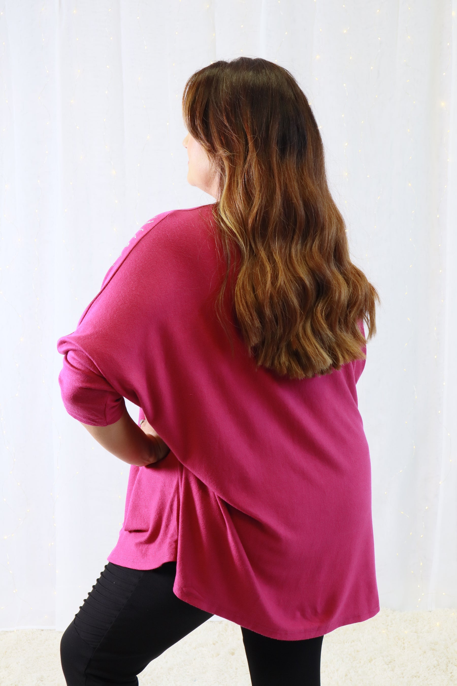 Teagan Sparkle Knit Jumper in Magenta