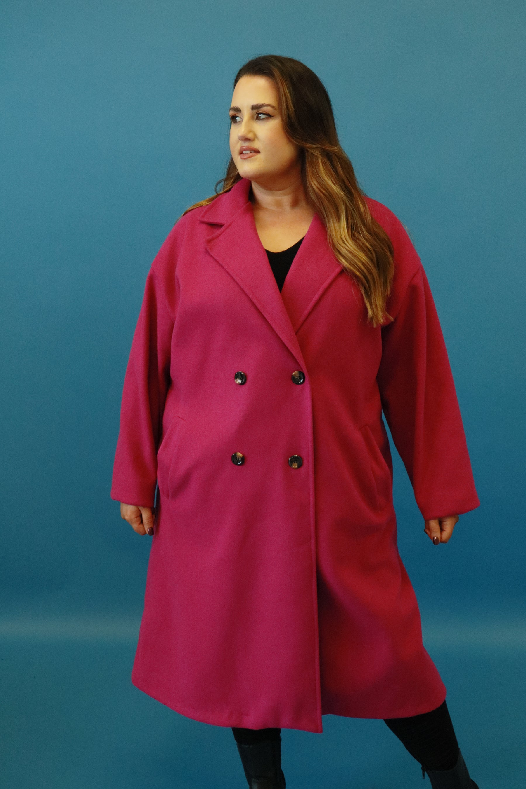 Sabrina Longline Jacket in Magenta