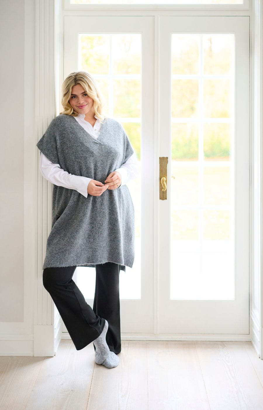 Kaffe Curve Annett Poncho in Grey