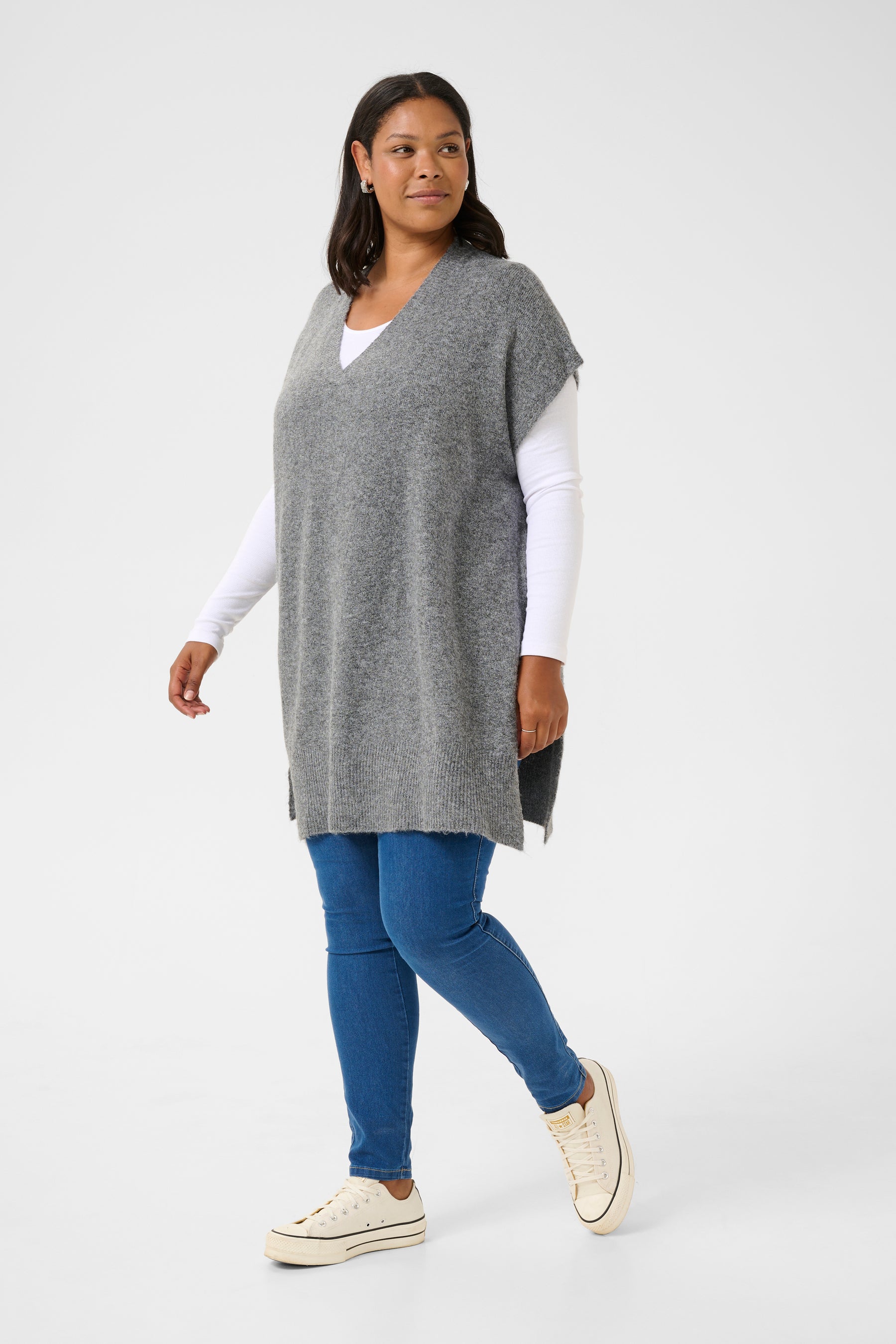 Kaffe Curve Annett Poncho in Grey