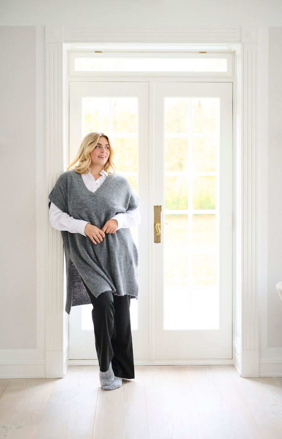 Kaffe Curve Annett Poncho in Grey